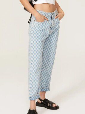 R13 Checkerboard Boyfriend Jeans - Size 26 (Retails for $545)